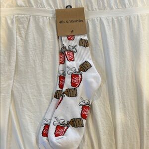 40’s and Shorties White Graphic Socks